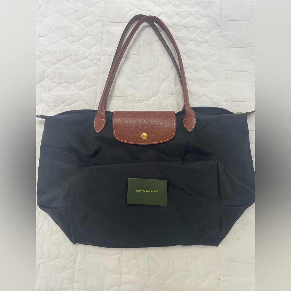 Longchamp Black and Brown Classic Tote Bag